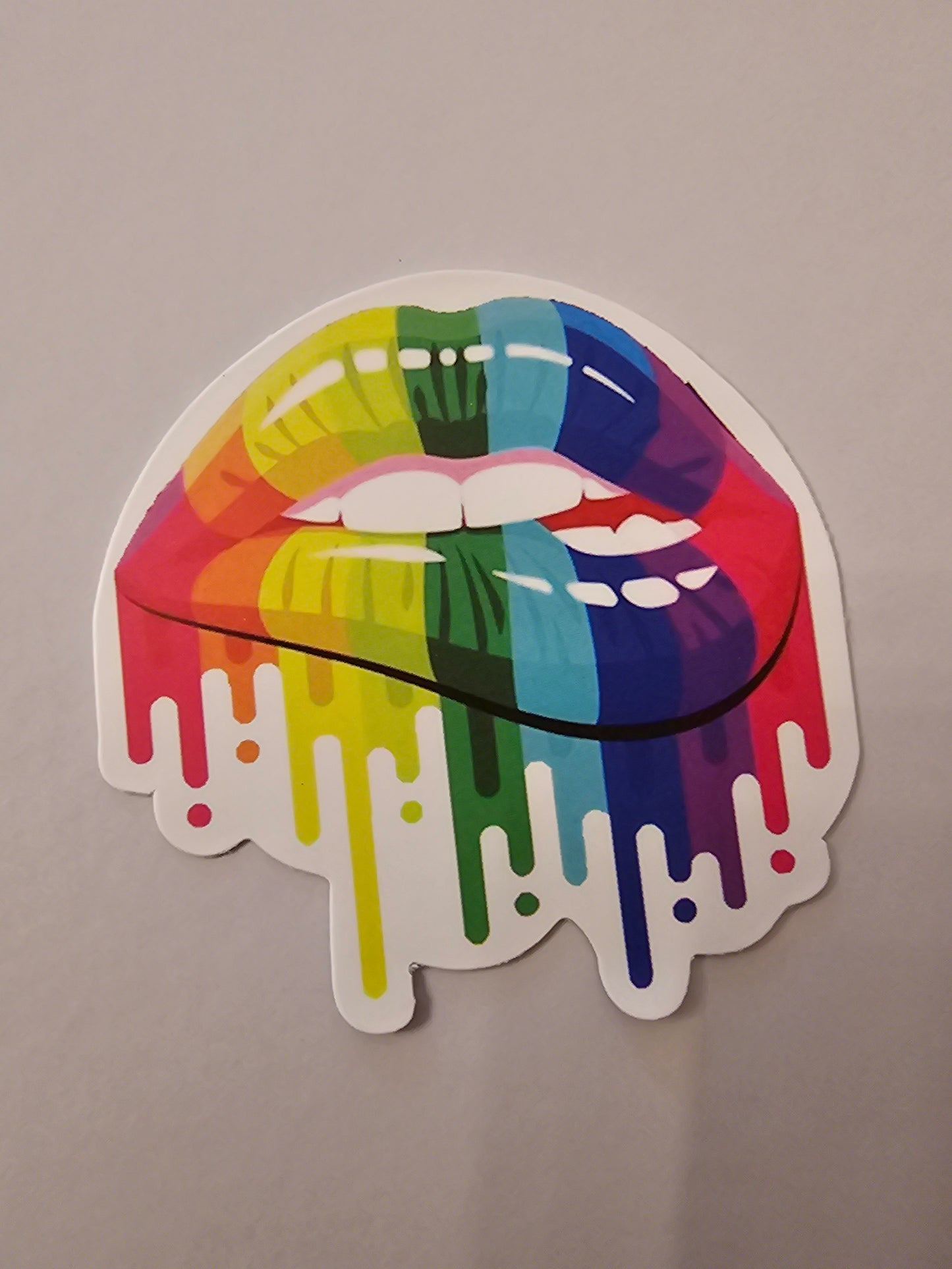 Rainbow drip lips sticker