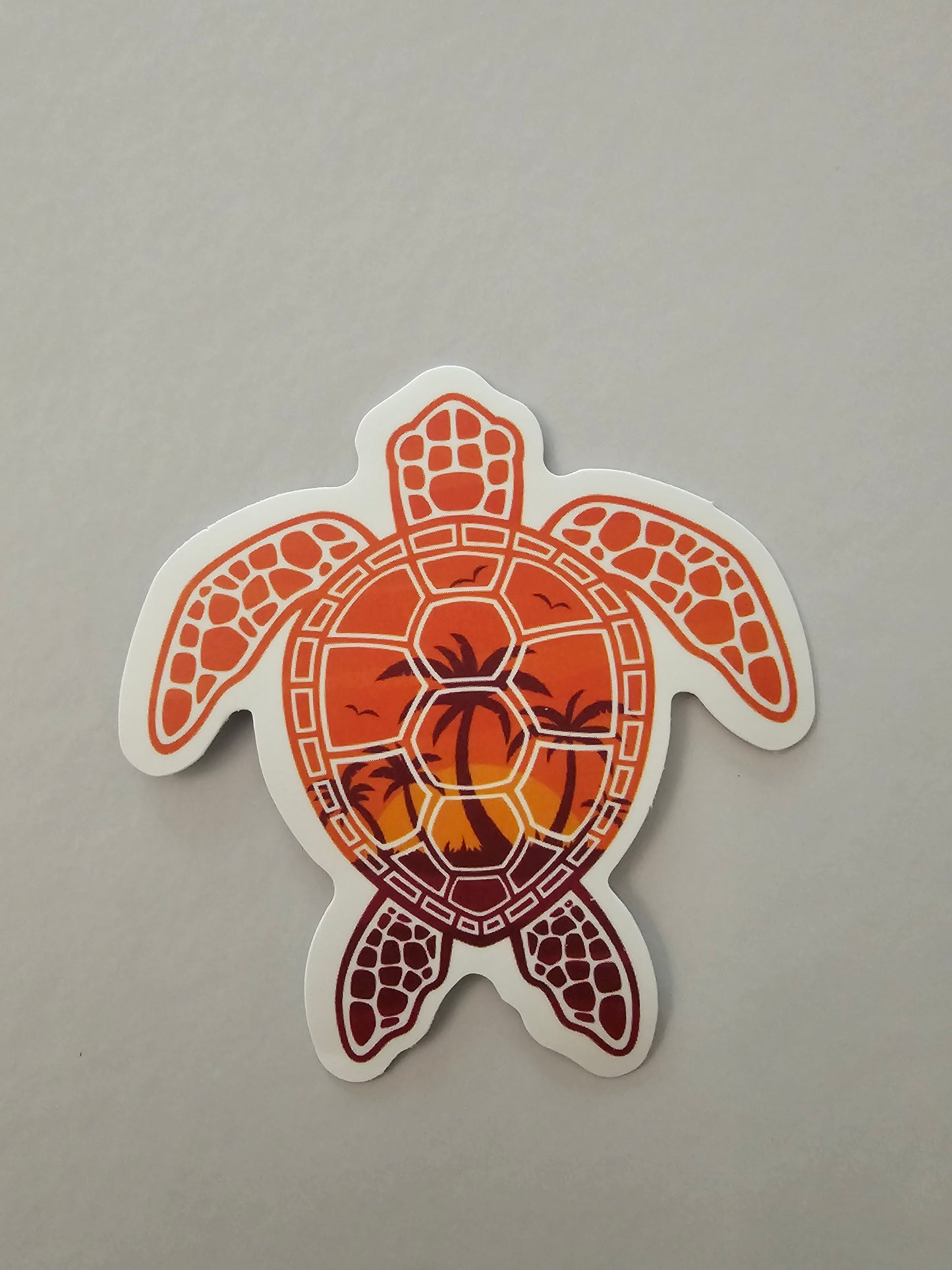 Orange Sunset Sea Turtle Sticker