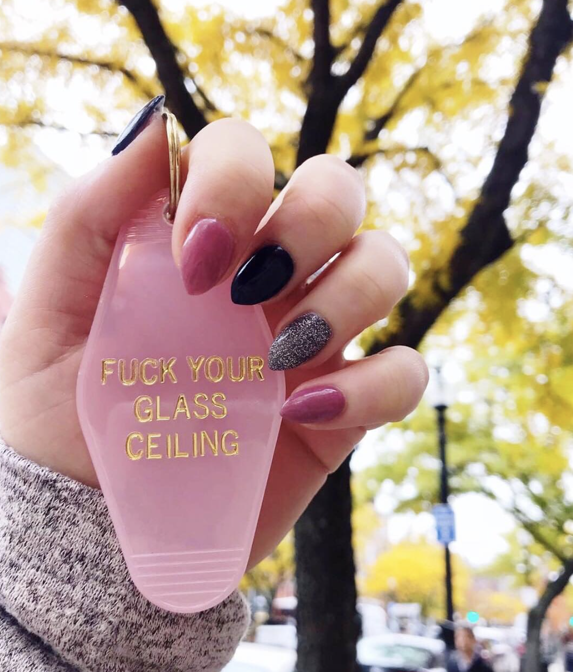 Fuck Your Glass Ceiling Motel Style Keychain