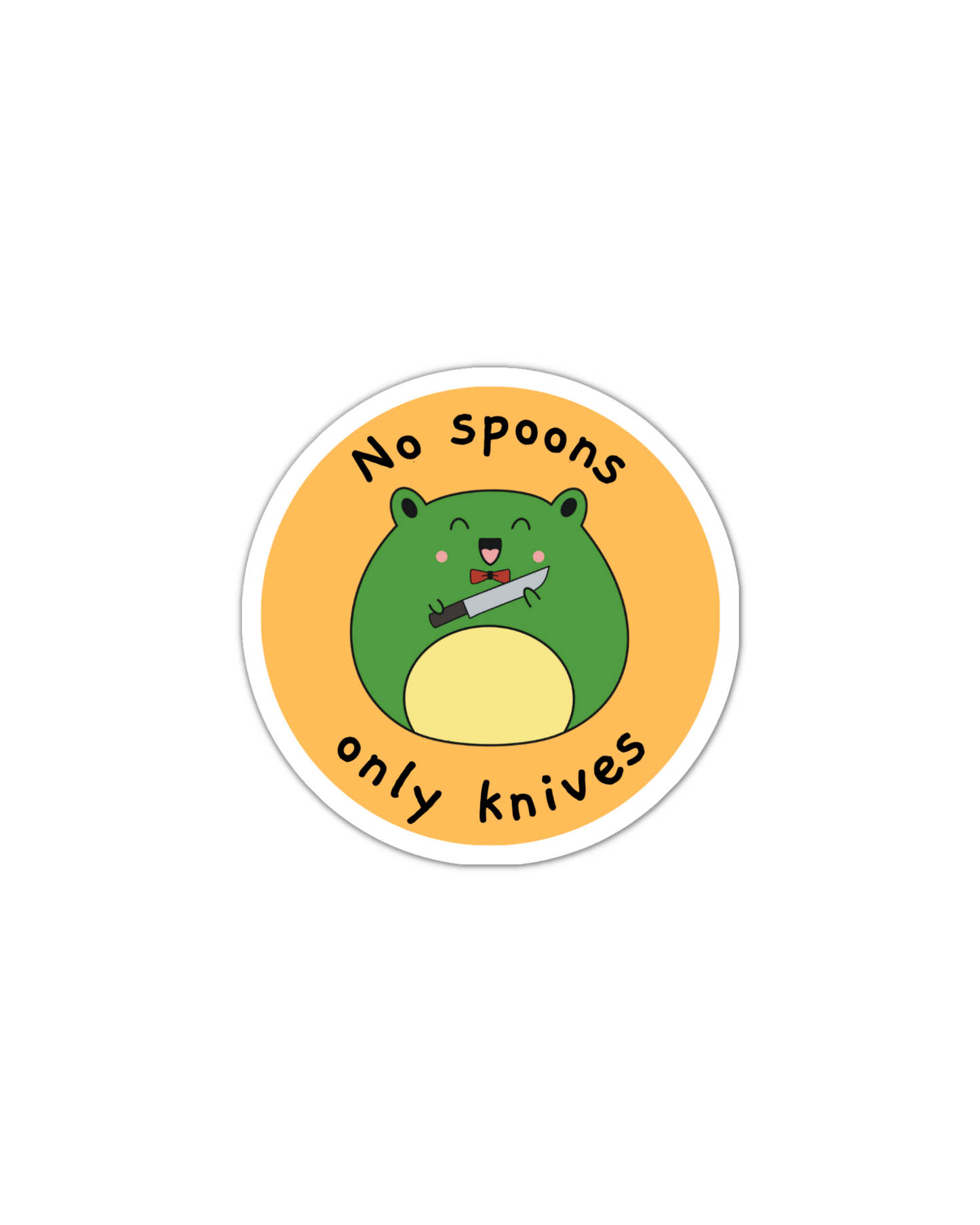 No spoons frog kawaii funny vinyl sticker