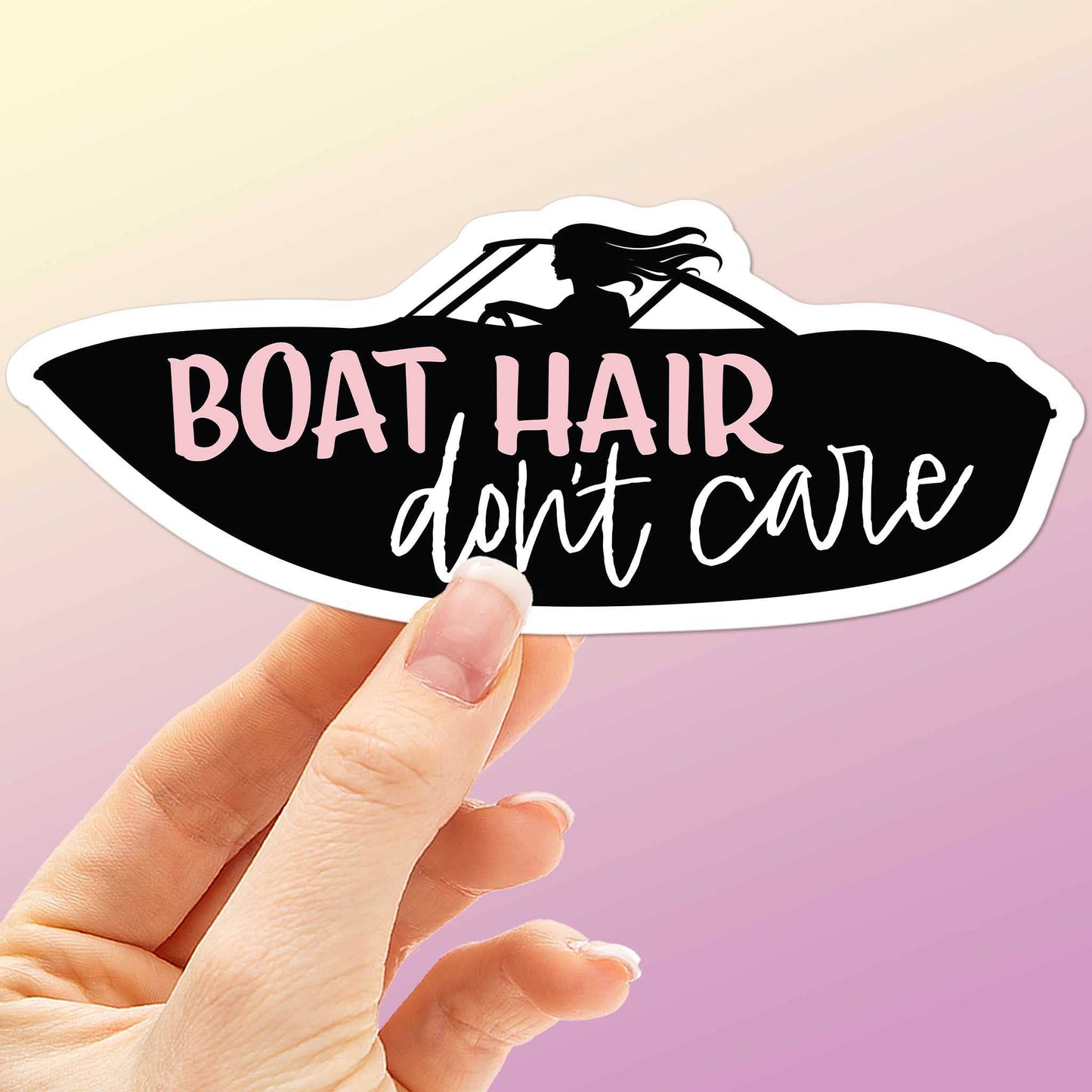 Boat Hair Don't Care Sticker