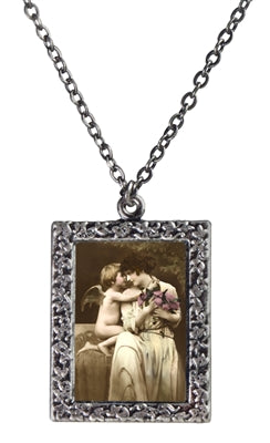 Cupid Hugging Woman Necklace