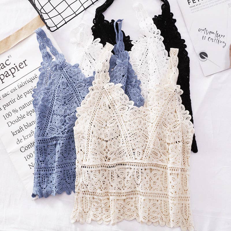 Funkyrel® Atzbranding Limited - Solid Color Crochet Lace Hollow Camisole Top