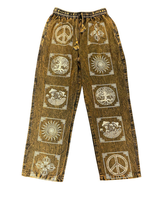 Rising International Inc - Cotton Multi Green Block Artwork Wellness Pant NC47