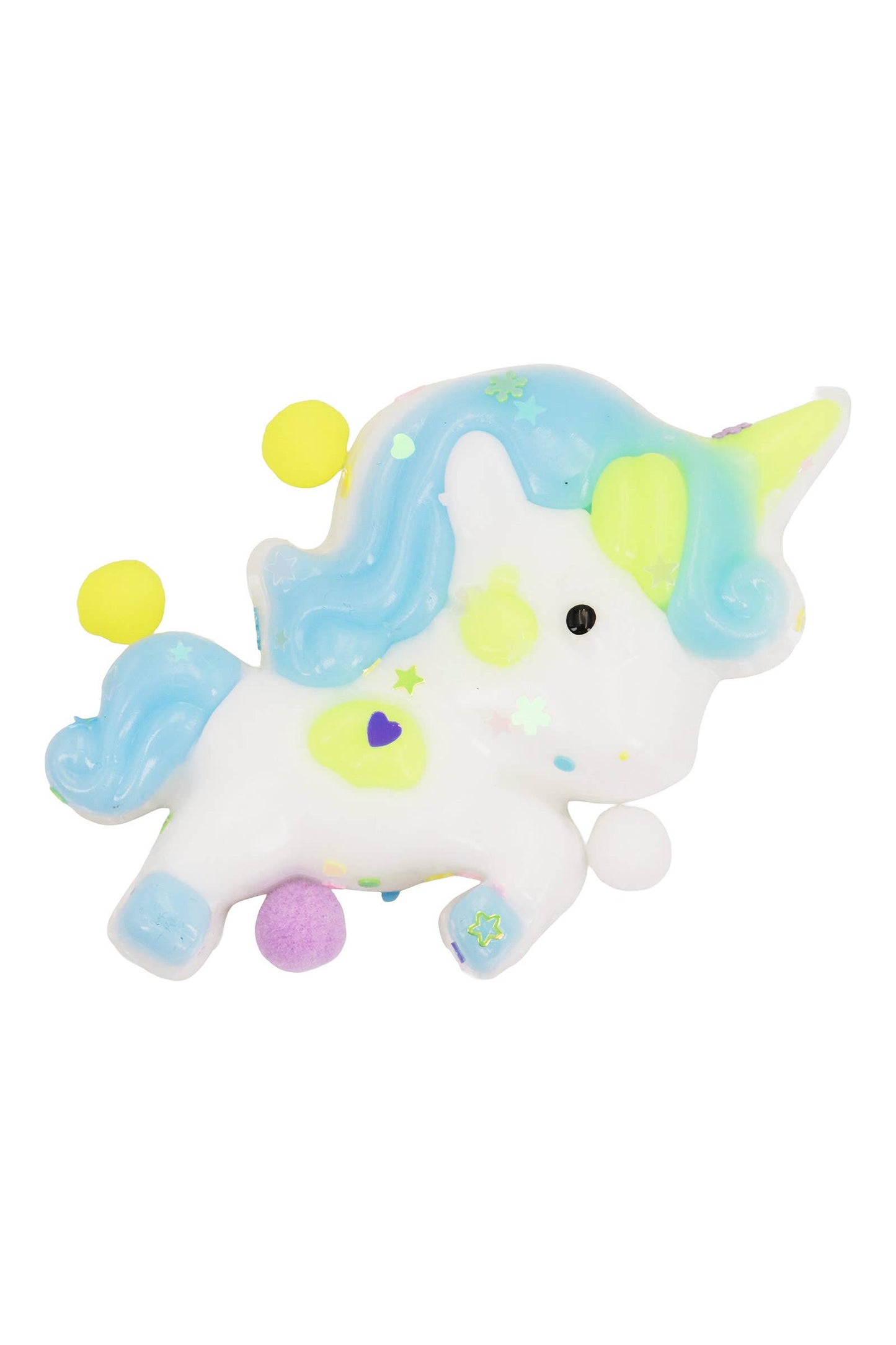 Unicorn Glittery Pom Pom Sticky Mochi Squishy Bag 1 PC