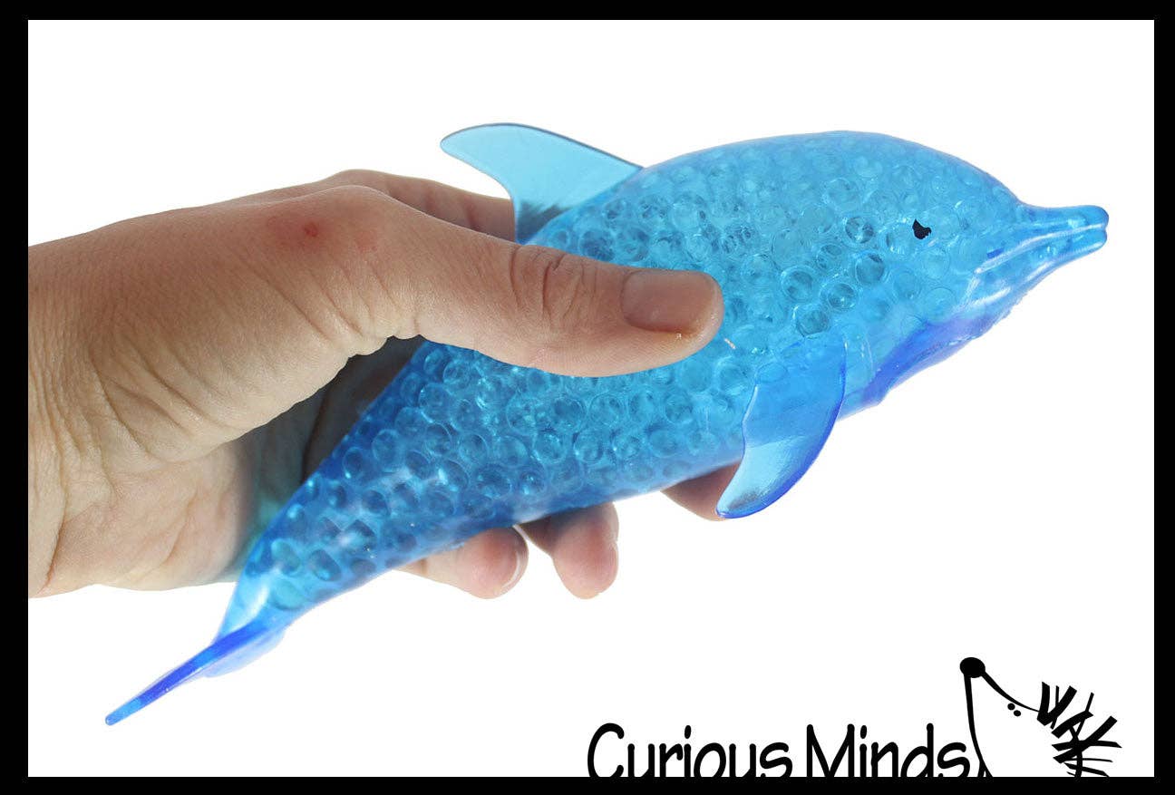 Curious Minds Toys - 1 Jumbo Dolphin Water Bead Filled Squeeze Stress Squishy