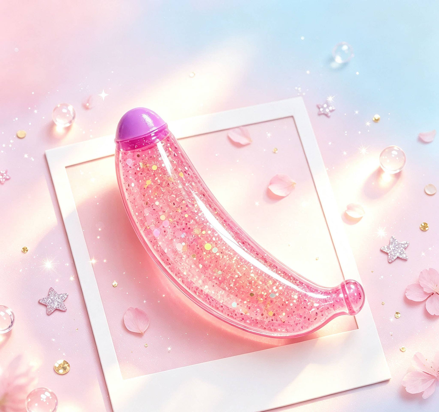 Eagle Crest Industries Inc. - Glitter Banana TPR Squishy Stress Relief Fidget Toy