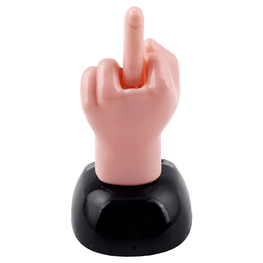 Dashboard bobblehead middle finger solar pink