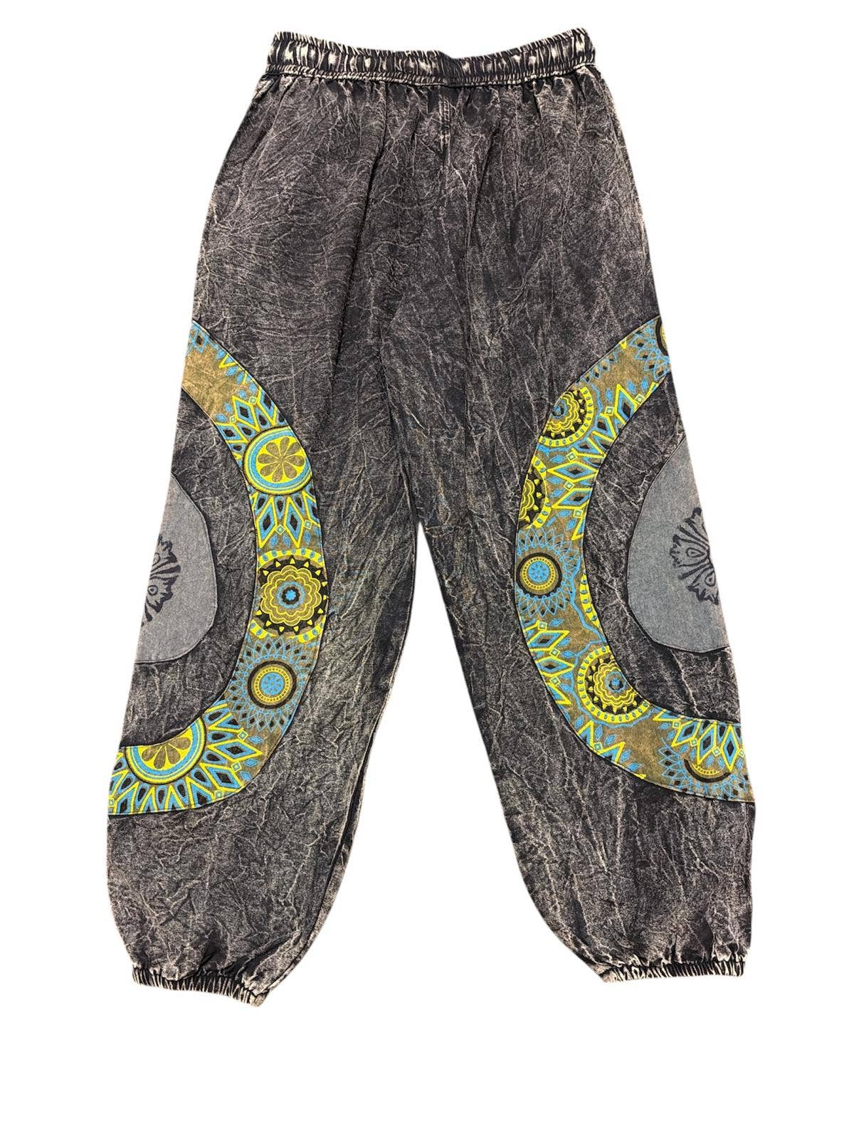 Rising International Inc - Cotton Stonewashed BLK With Green Patch Circle Pant DT25801
