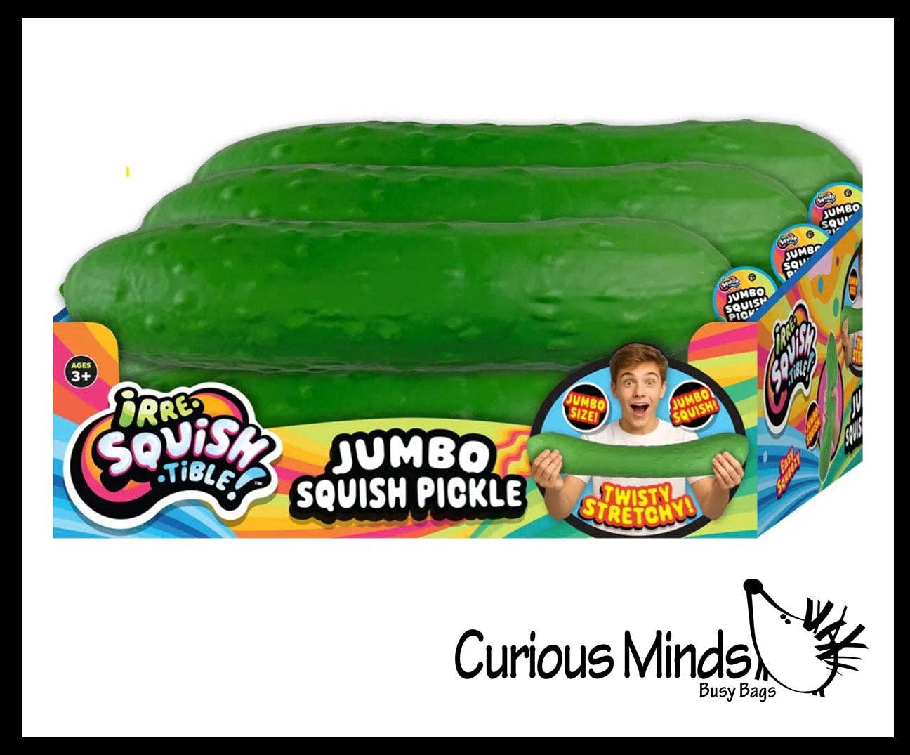 Curious Minds Toys - 1 Jumbo Doh Pickle Soft Slow Rise- Filled Squeeze Squish