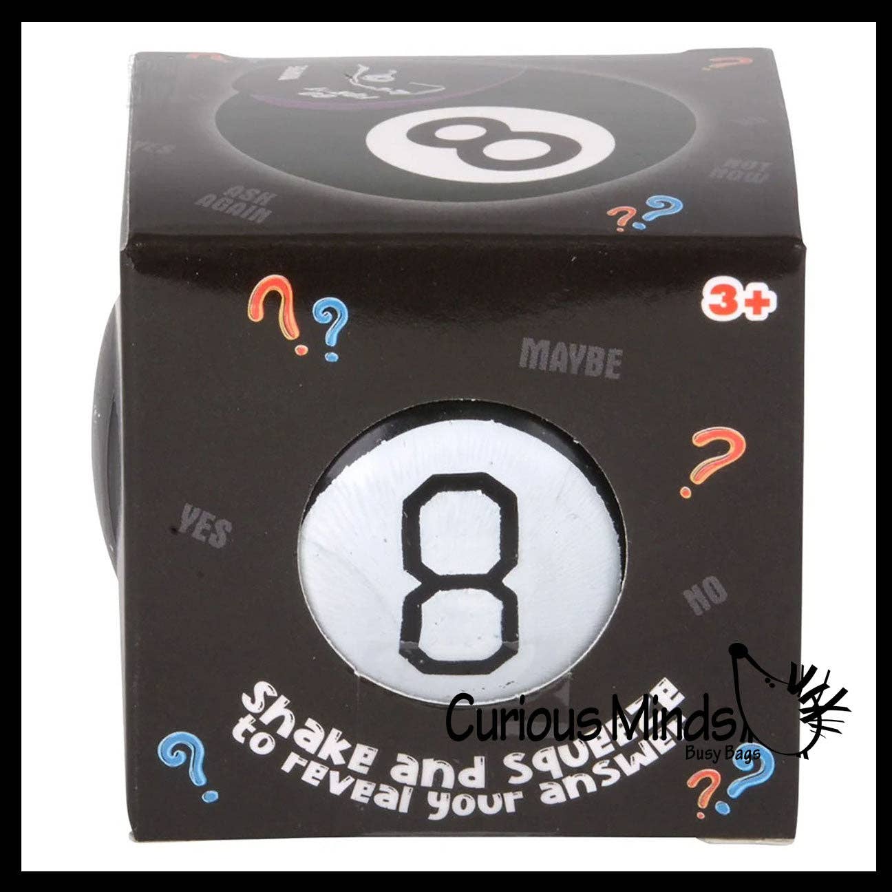 Curious Minds Toys - Squishy Fortune Teller 8 Ball Answering Black Ball Question Toy - Fortune Telling Toy - Classic Fun Predictor Toy - Answers Questions Stress Ball
