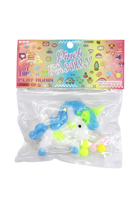 Unicorn Glittery Pom Pom Sticky Mochi Squishy Bag 1 PC
