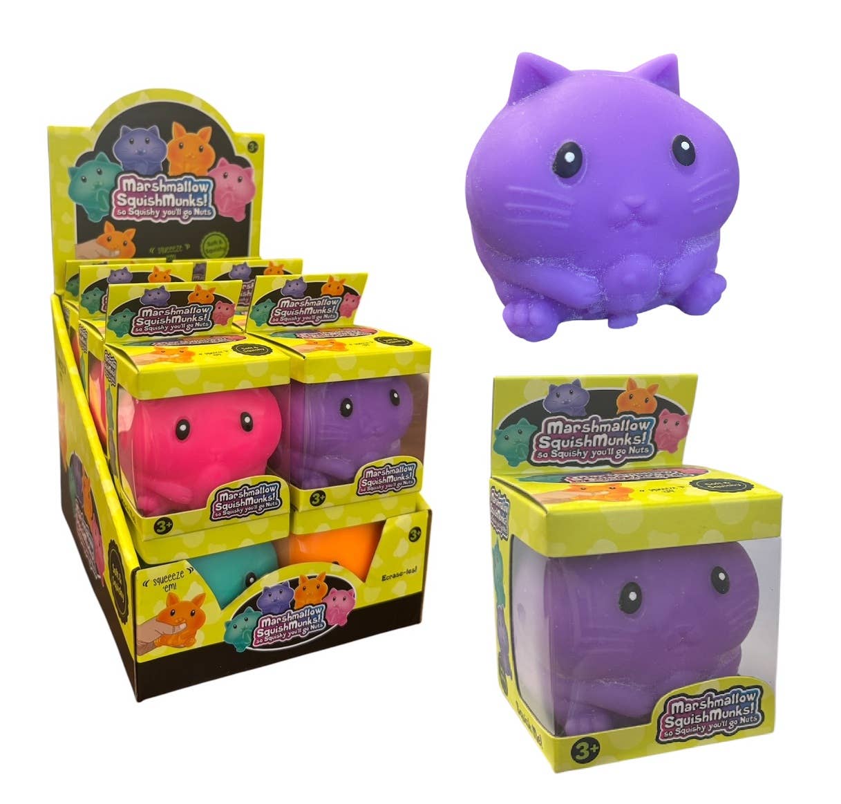 Neon Marshmallow Squishmunks stress squishy toy