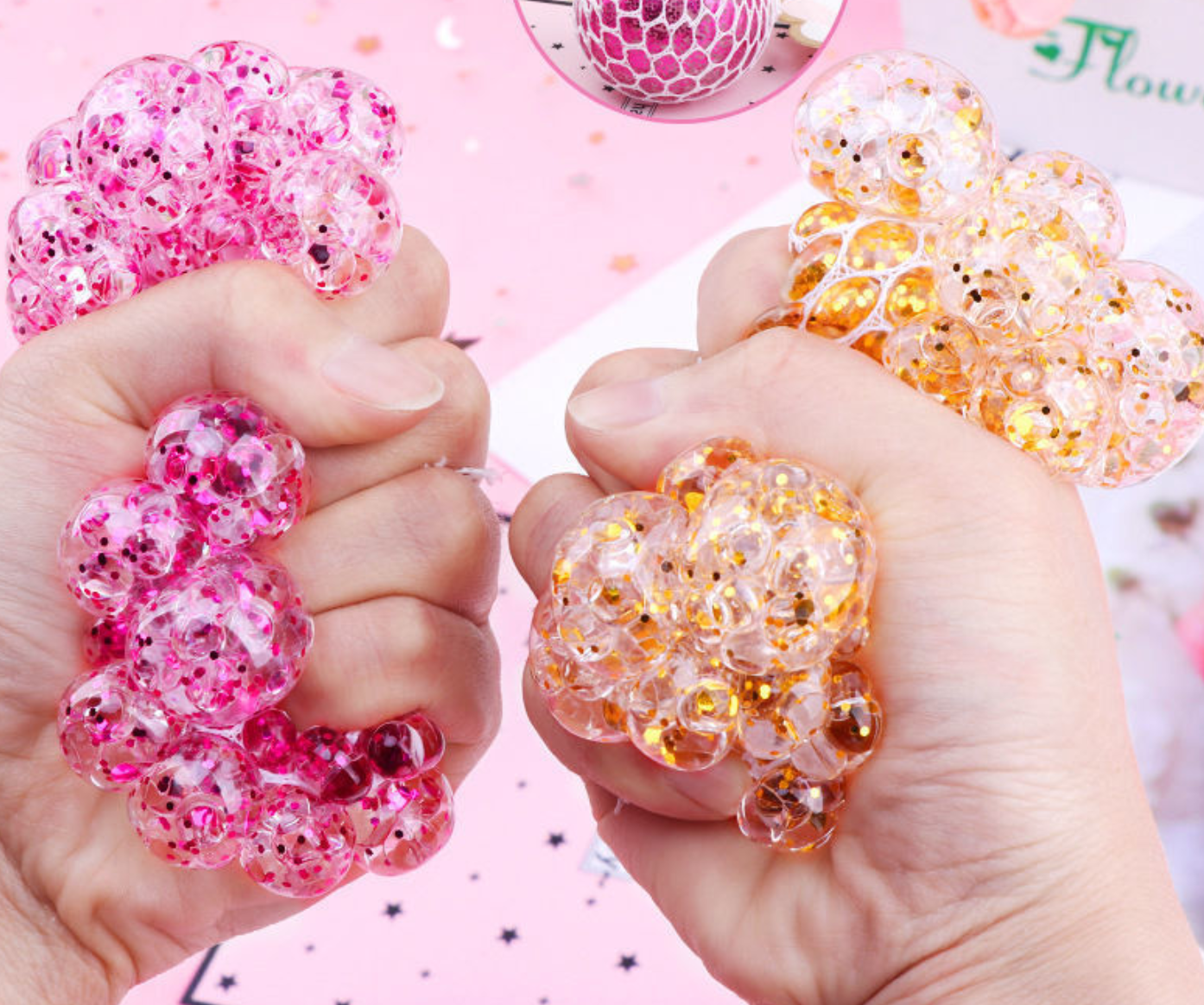 Glitter colorful Ball Squishy Squeeze Toy Fidget Toy