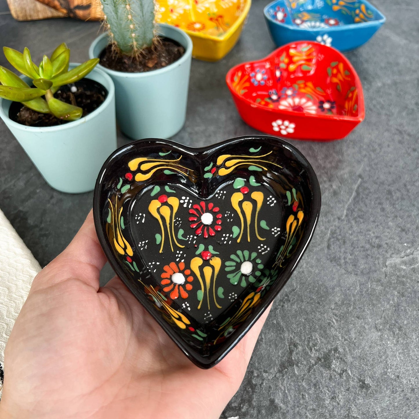 Umays Boho - Heart Shaped Trinket Dish, Pinch Bowls, Cute Kitchen Decor