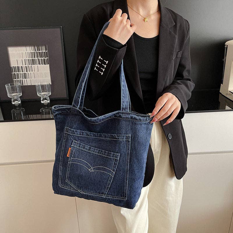 Ekartini - Women's Denim Tote Bag Large Capacity Crossbody Shopper