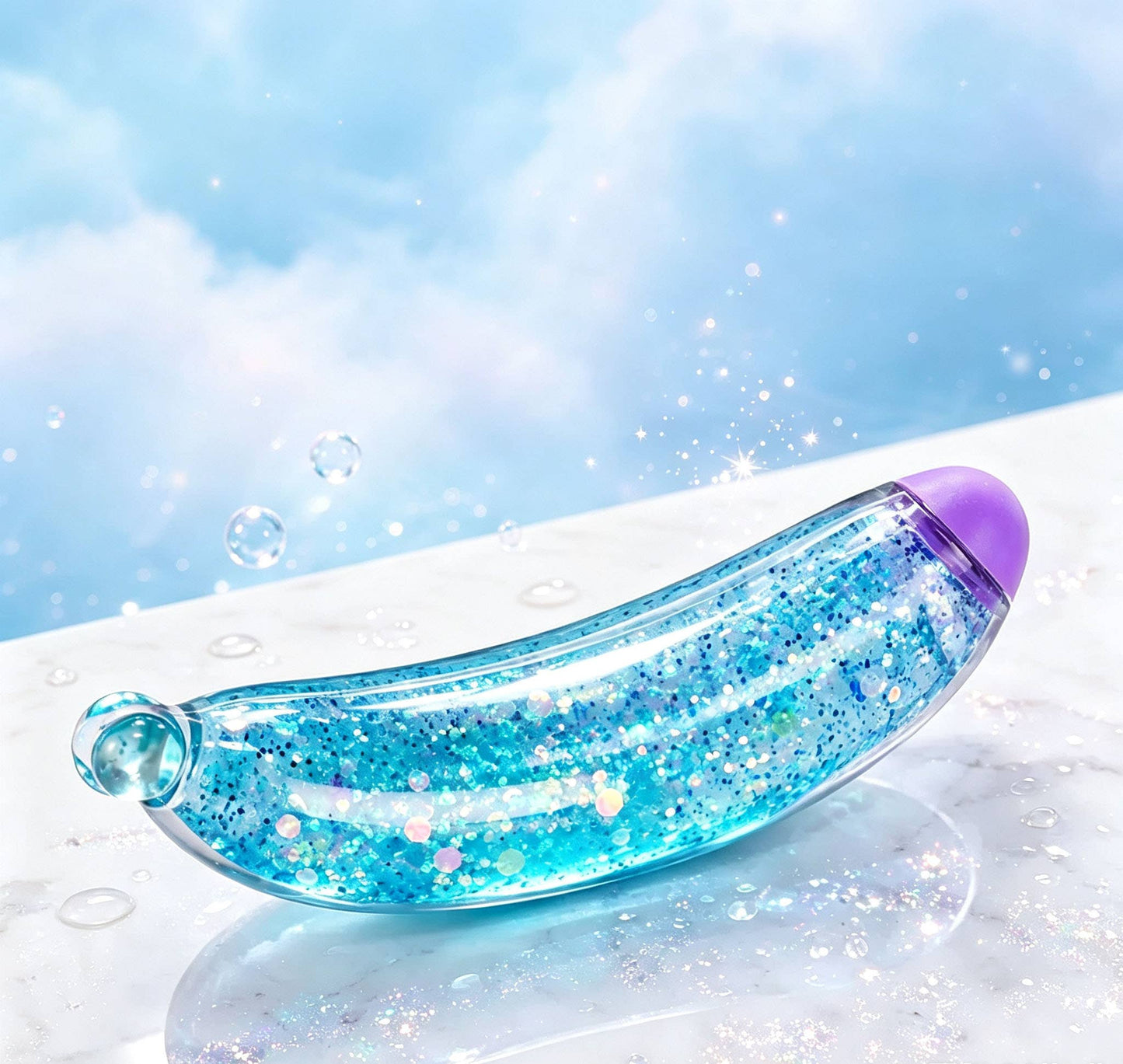 Eagle Crest Industries Inc. - Glitter Banana TPR Squishy Stress Relief Fidget Toy