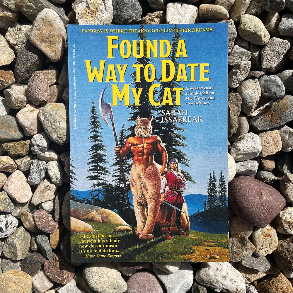 Paperback Paradise - Found a Way to Date My Cat Postcard