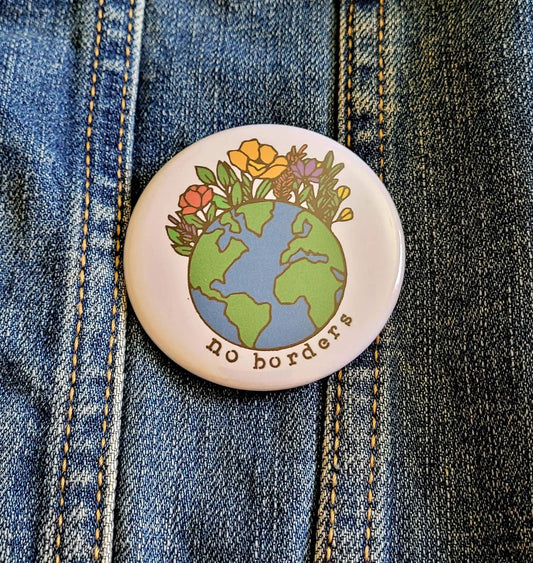 No Borders Two Inch Button