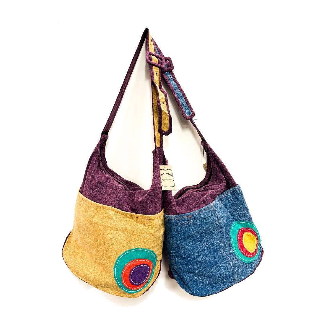 Shop Therapy - Cotton Circle Patch Hobo Bag