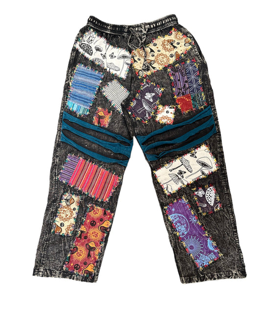 Rising International Inc - Cotton Multi Patch With Razor Hippie Gypsy Trouser D552