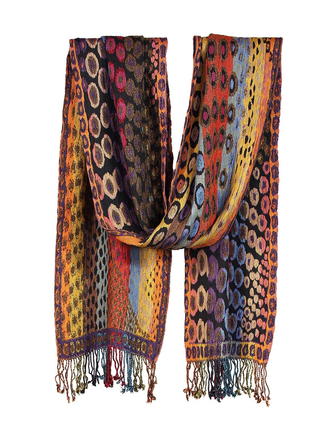 Sunshine Joy - Zig Zag Soul Scarf – Multi-Colored Long Scarf, 100% Viscose
