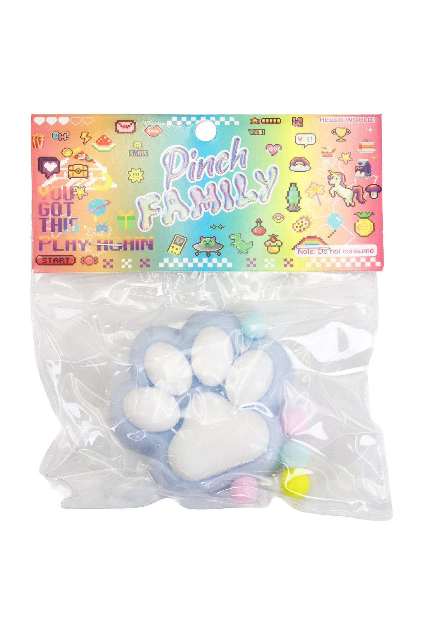 Animal Paw Lightly Flocked Pom Pom Sticky Mochi Squishy Bag -1PC
