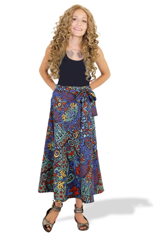 Wrap Skirt With Zip Pocket Blue Burst NWT