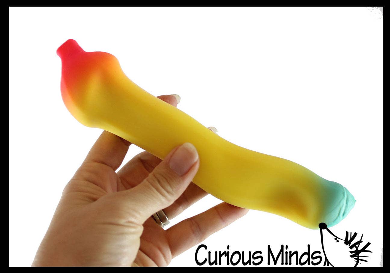 1 Random Rainbow Colored Squishy Sand Banana Toy
