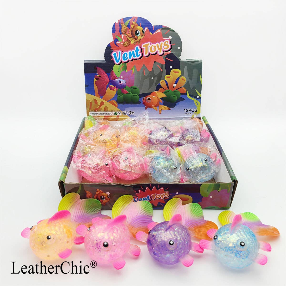 Eagle Crest Industries Inc. -  Glitter Gold Fish Fidge Toy, Cute Sea Animal Stress Relief