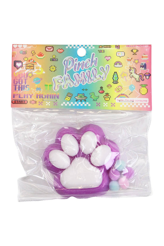 Animal Paw Lightly Flocked Pom Pom Sticky Mochi Squishy Bag -1PC