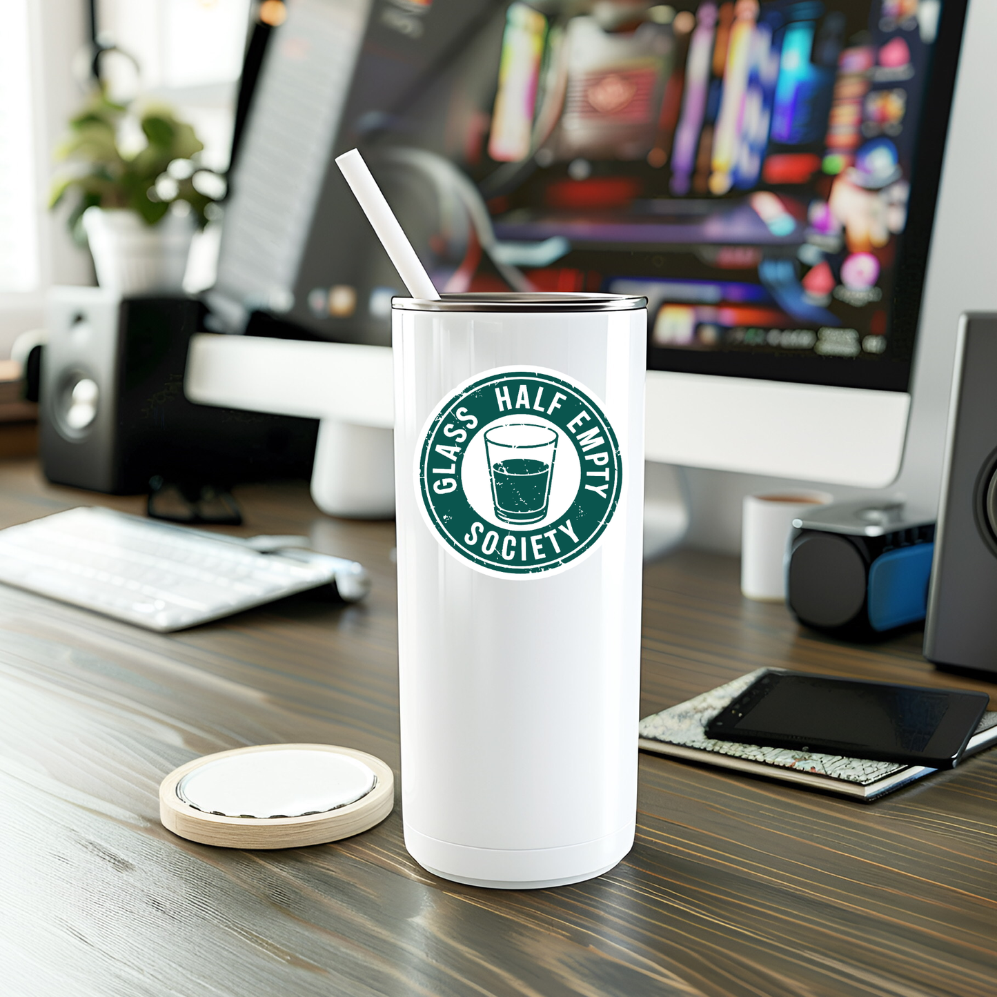 Glass Half Empty Vinyl Sticker