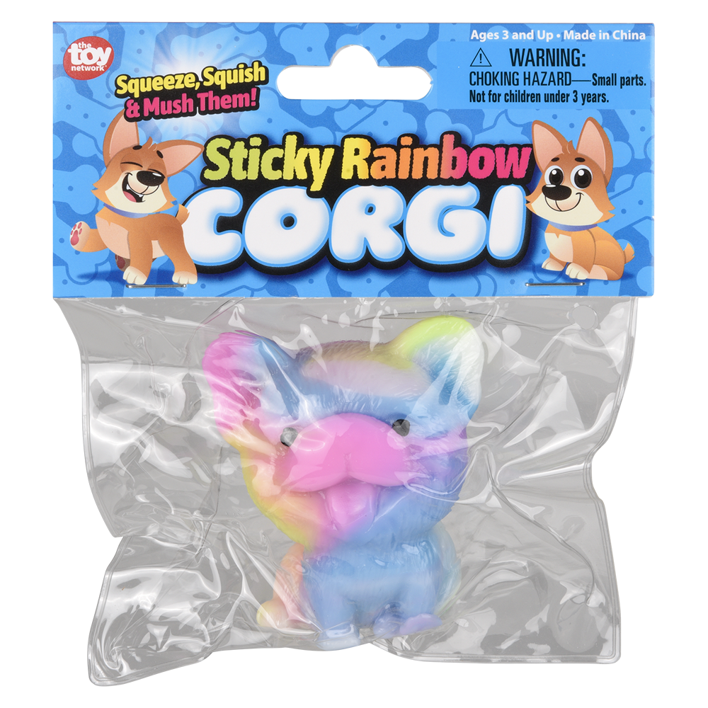 2.75" STICKY RAINBOW CORGI 1PC