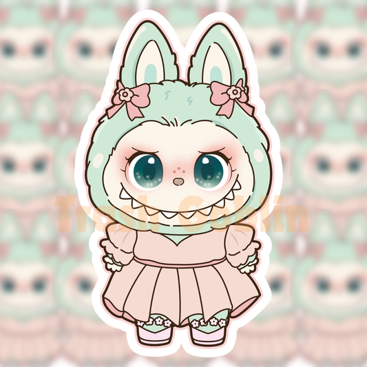 Pink Pastel Dress Labubu Vinyl Sticker