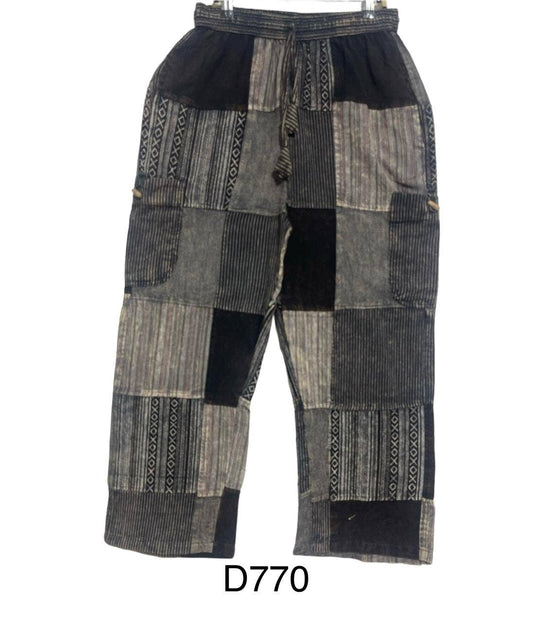 Rising International Inc -  Cotton Stonewash Patchwork Black & White Pant D770