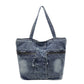 Ekartini - Vintage Denim Tote Bag Multi Pocket Shoulder Bag