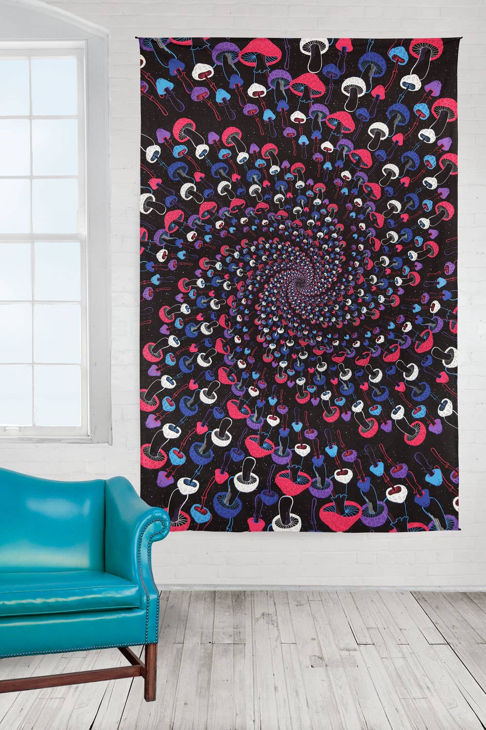 Sunshine Joy - 3D Glow in the Dark Tapestry Mushroom Spiral Tapestries