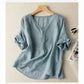 Ekartini - Linen Embroidered V-Neck Shirt