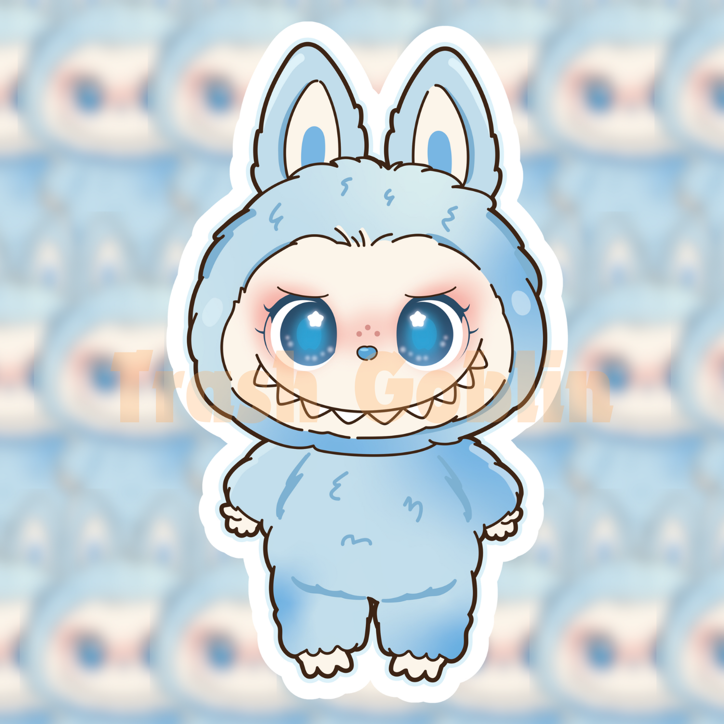 Baby Blue Cloud Labubu Vinyl Sticker