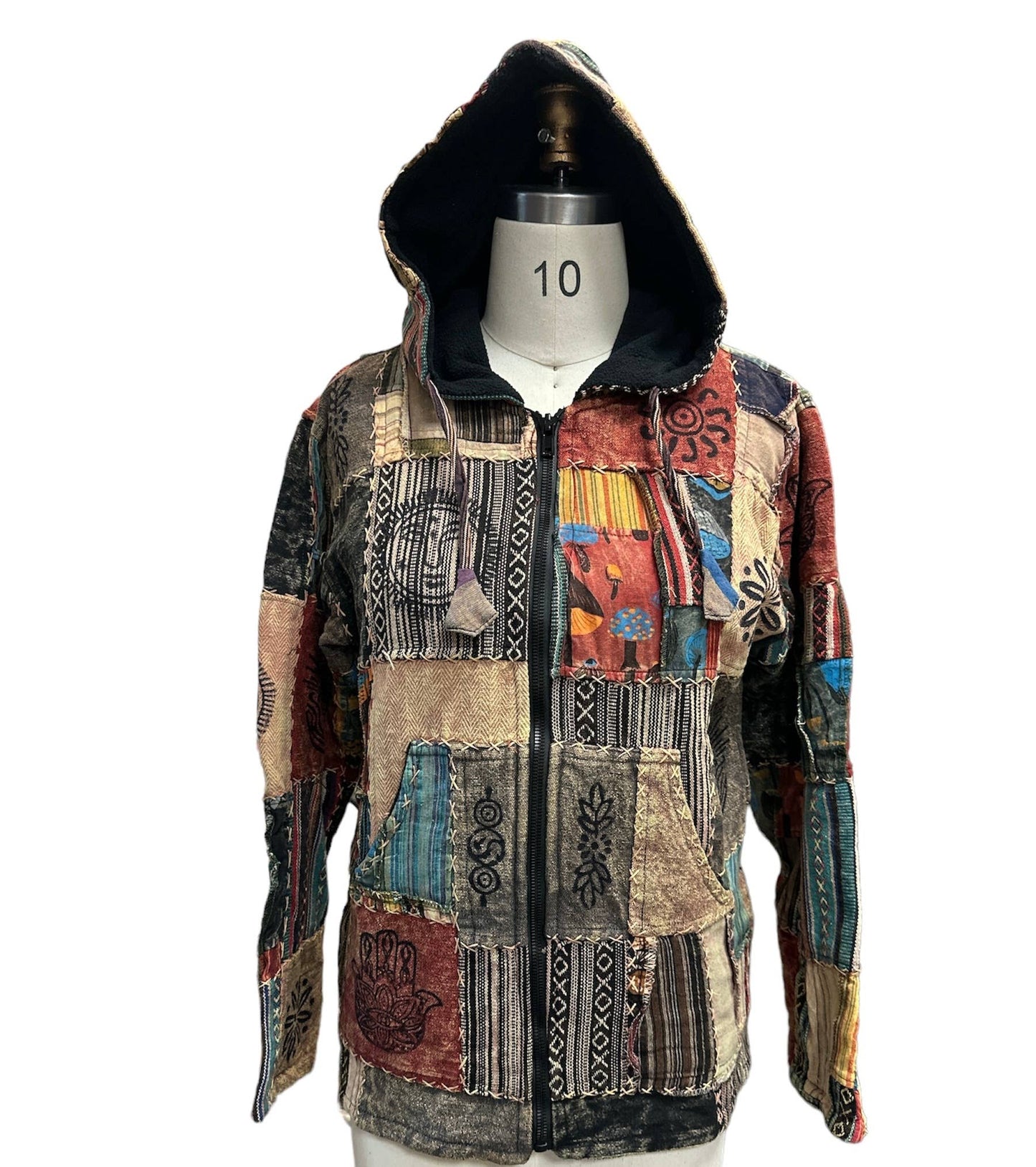 Rising International Inc - Cotton Zip Patchwork Fleece  Lining Jacket D902