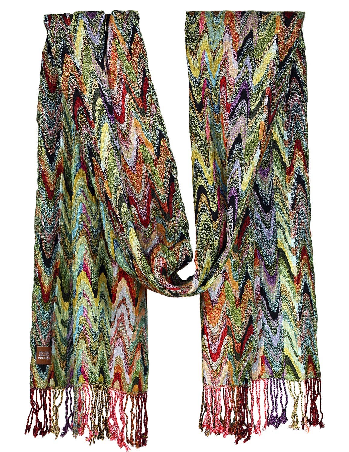 Sunshine Joy - Zig Zag Soul Scarf – Multi-Colored Long Scarf, 100% Viscose