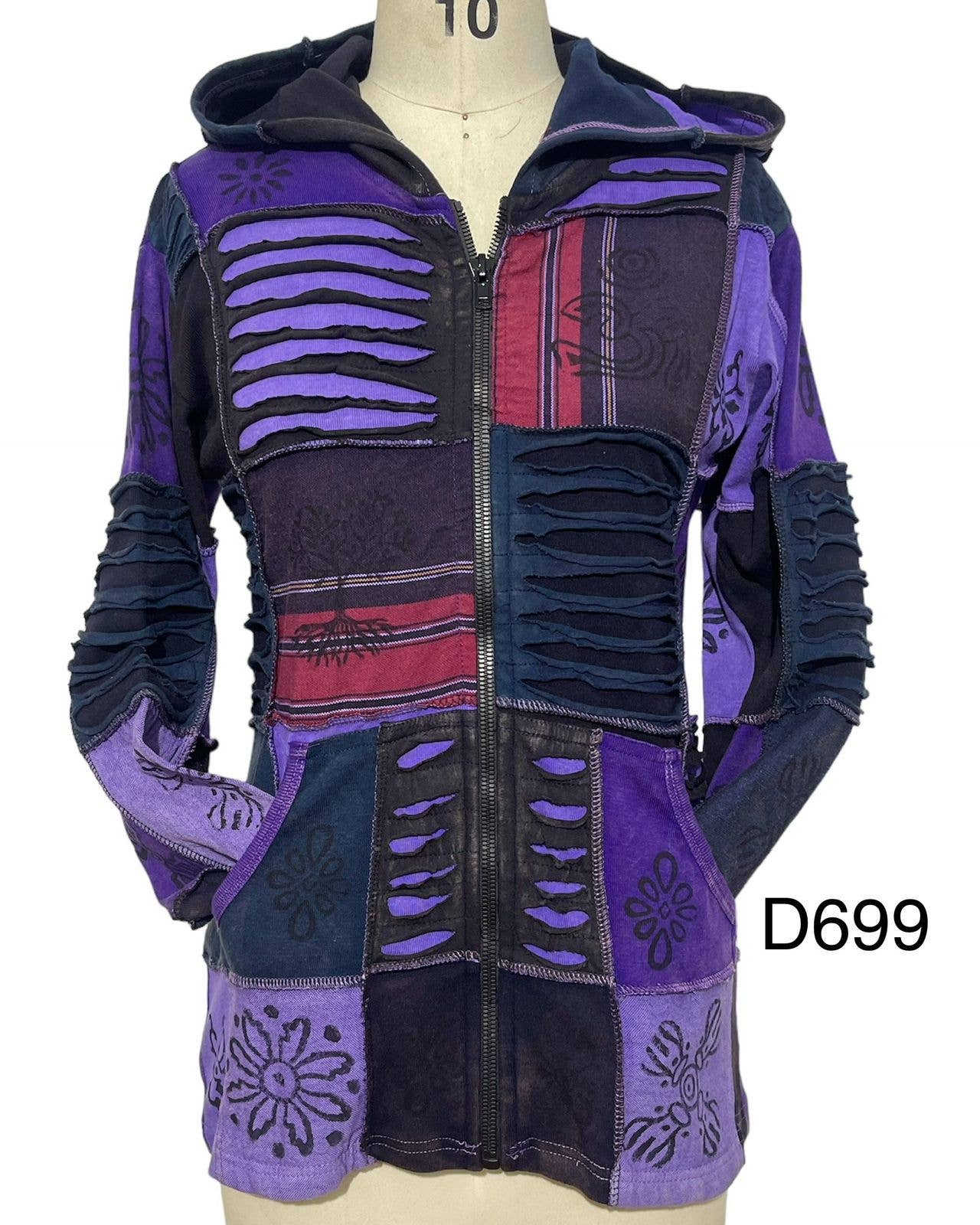 Rising International Inc - Cotton Patchwork Block Print Purple Jacket D699