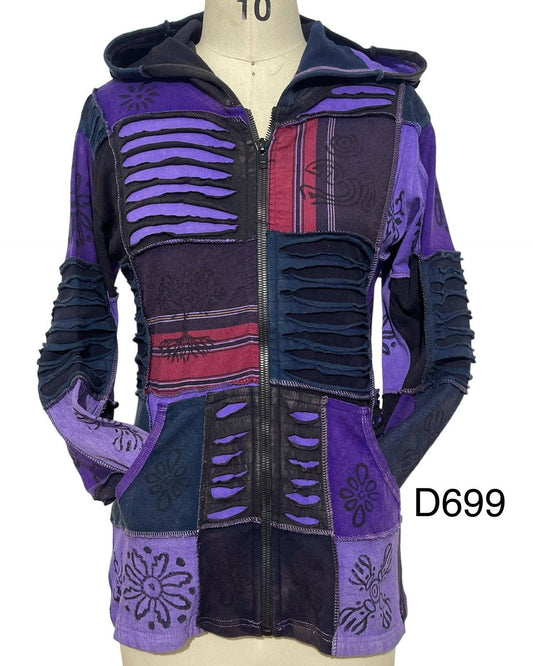 Rising International Inc - Cotton Patchwork Block Print Purple Jacket D699
