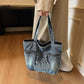 Ekartini - Vintage Denim Tote Bag Multi Pocket Shoulder Bag