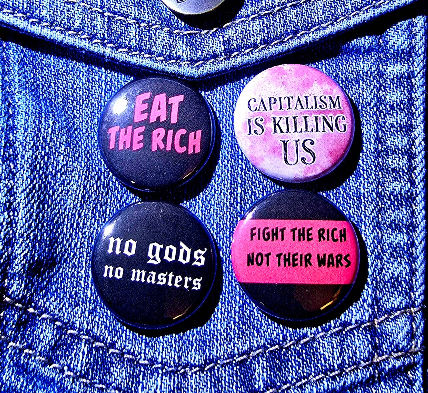 Femmearchist - Eat The Rich Set of Buttons // One Inch Punk Button