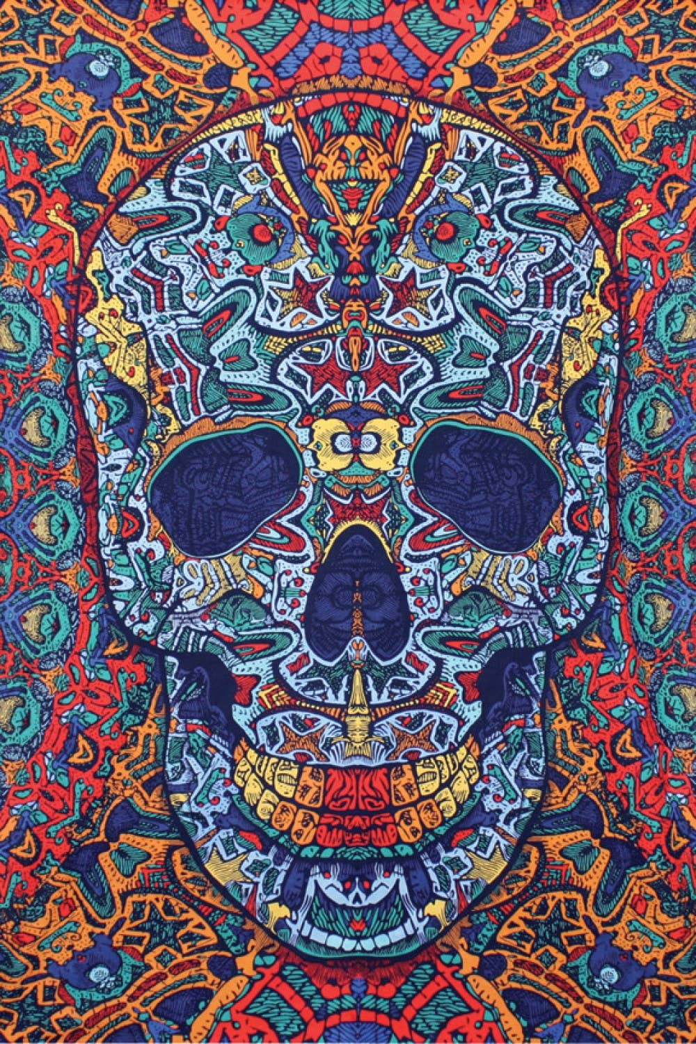 Sunshine Joy - 3D Tapestry Psychedelic Skull Hanger Packaged Tapestries