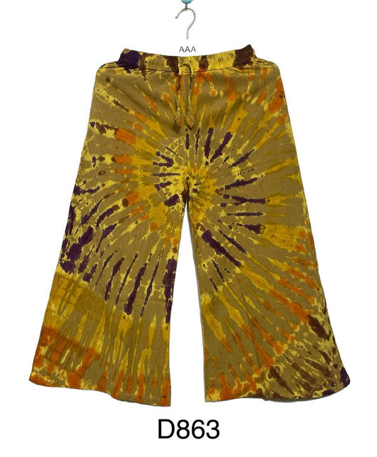 Rising International Inc - Cotton Tie Dye Swirl Gold Plazzo Pant D863