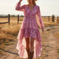 Ekartini - Bohemian V-Neck Long Sleeve Dress With Irregular Hem