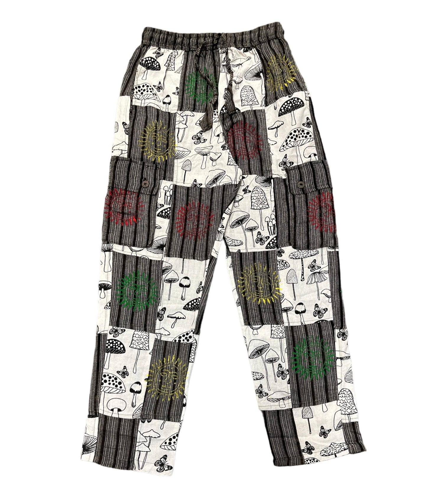 Rising International Inc - Cotton BW Mushroom  sun moon Patchwork Trouser D575