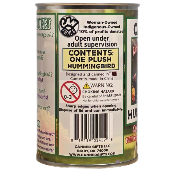 Canned Hummingbird | Plush in Can w/Jokes